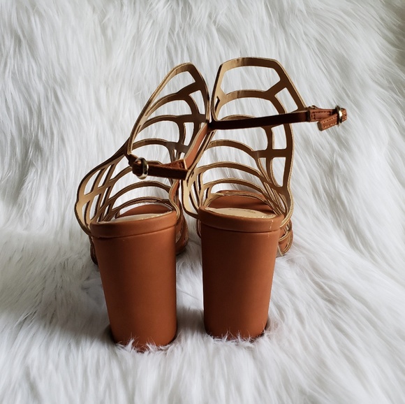 SOLD!! Brash Caged Tan Brown Sandal Heels 8.5 - Picture 2 of 8
